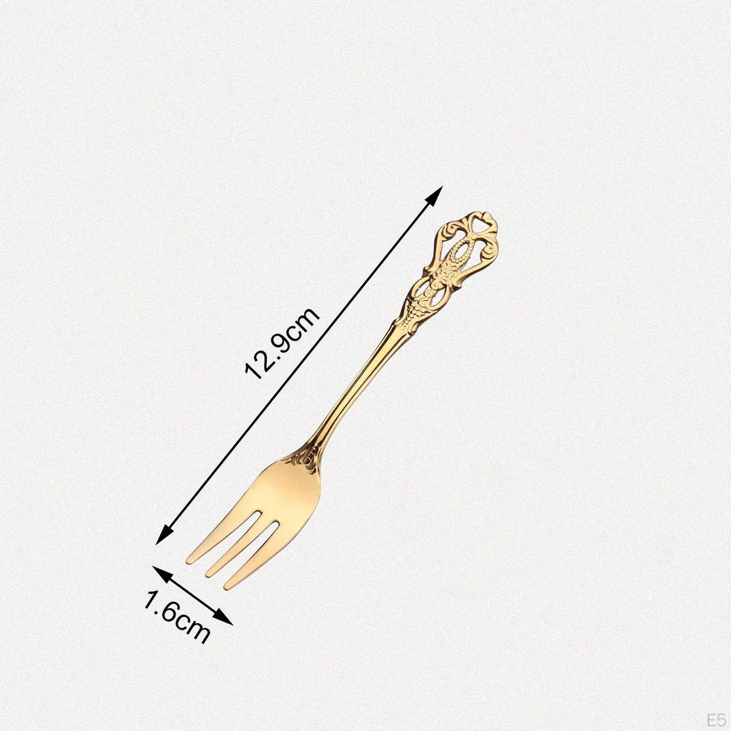 4 Pieces Spoons Forks Set Pastry and Tea Spoon Stainless Steel Dessert