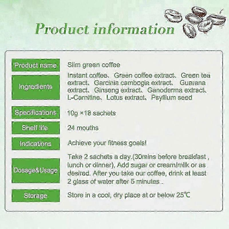 18-54 ks Zelená Káva Green Slim Coffee s Ganodermou Kontrola Hubnutí