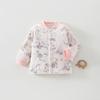 Unisex Baby Cartoon Jacket - Lightweight 60g Cotton, Two-Button, Seamless, Warm Outerwear for Autumn Outings.