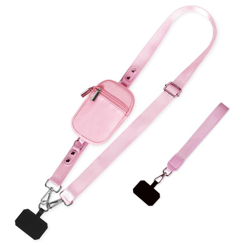 

Nylon Phone Strap, Clip And Go Strap For Phone With Wallet Detachable Adjustable Cell Phone Lanyard Wrist Leash, Crossbody Bag Set
