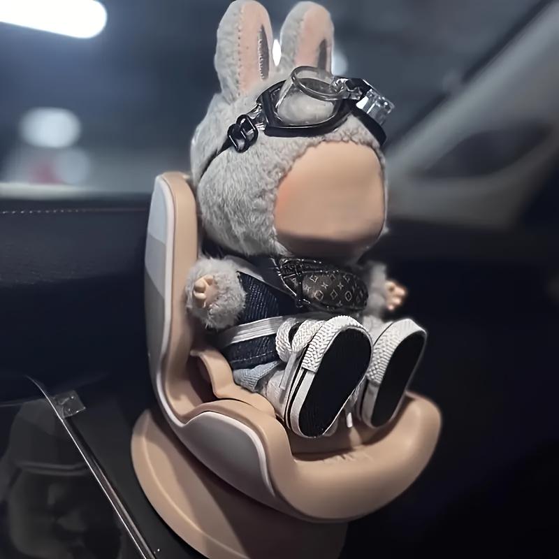 1 Set Compatible for Labubu Monster Series Doll Display Stand with Clip- Base - Heavy-Duty PE Material Car Seat Holder