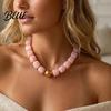 Multicolor Resin Bead Necklace Chunky Beaded Square Beads Bohemian Minimalist