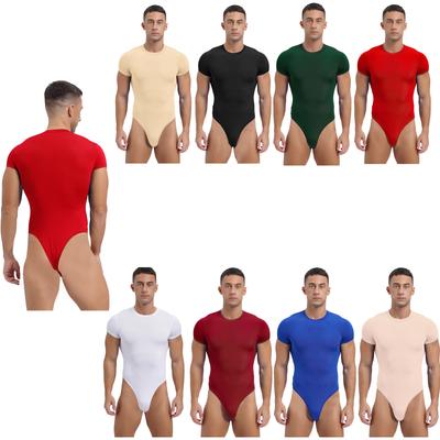 Body sport atletic pentru bărbați, cu gât rotund, cu mânecă scurtă, cu nasturi, cu nasturi, cu nasturi, salopete de culoare uni pentru yoga culturism