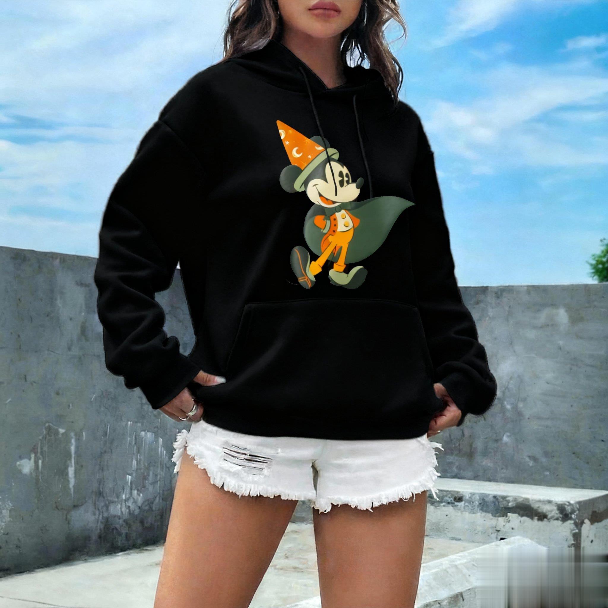 

Худи с графическим принтом Микки Мауса от Диснея, осенняя, женская, мужская, повседневная толстовка-пуловер, уличная одежда, винтажные мультяшные топы, куртка для повседневной носки S