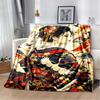 Traditional Japanese Geisha Floral Print Flannel Blanket, Red Kimono & Umbrella Throw Blanket