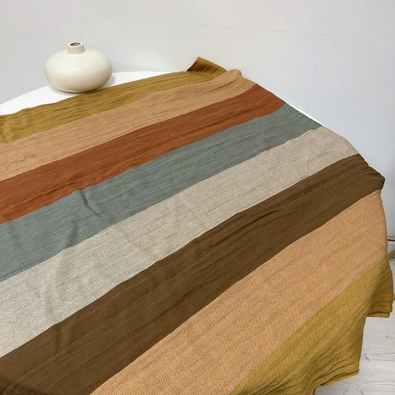 Thin Cotton And Linen Striped Scarf Literary And Versatile Soft Neck Protection Silk Scarf Women'S Travel Shawl