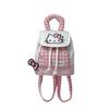 Pattern Checkered Drawstring Handheld Flip Cover Children Backpack