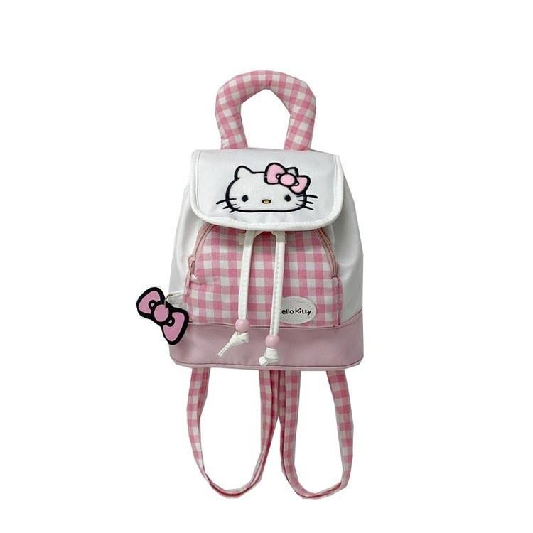 Pattern Checkered Drawstring Handheld Flip Cover Children Backpack