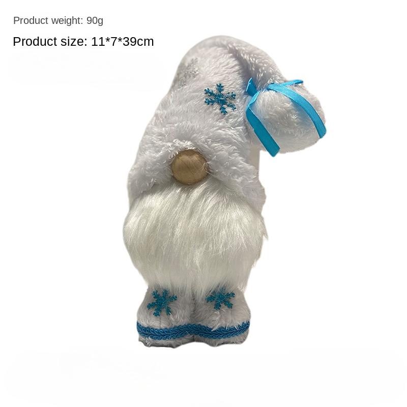 

Blue Standing Snowflake Rudolph Doll Christmas Decoration Dwarf Faceless Doll Photo Props Supplies білий