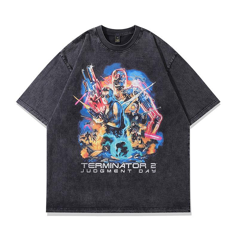 European And American Street Retro Heavy Weight Short-Sleeved T-Shirt Men'S And Women'S Hiphop Loose Lazy Wind Half-Sleeved Tee Shirt