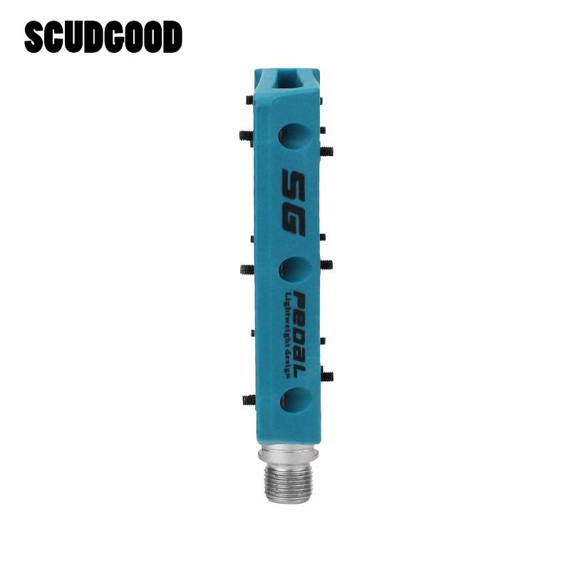 SCUDGOOD Bisiklet Pedalları Naylon Fiber Ultra Hafif Dağ Bisikleti Pedalı 4 Renk Büyük Ayak Yol Bisikleti Rulmanlı Pedallar Bisiklet Parçaları