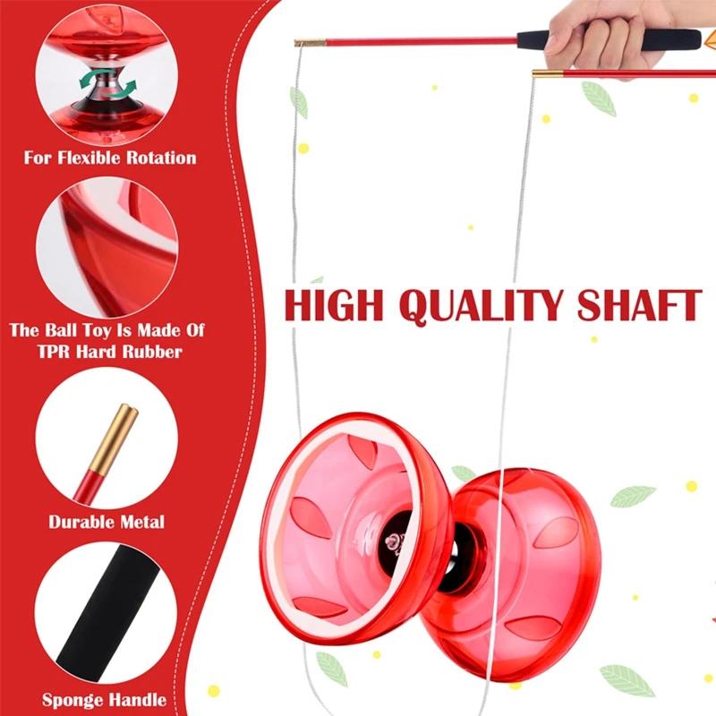 Chinese Diabolo with Triple Bearings, 3-Bearing Diabolo Green Chinese Yo-Yo Professional Circus Spinning Toy with Hand Sticks