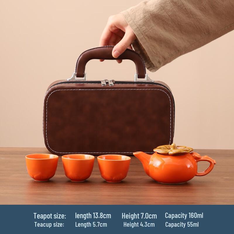 Persimmon Ceramic Travel Tea Set