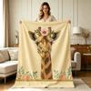 All Season Soft Flannel Throw Blanket with Cute Giraffe Floral Wreath Print Warm Cozy Lightweight Decorative Blanket for Sofa Couch Bedroom Living Roo