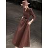 Lanseer Elegant V-Neck Long Sleeve Midi Dress