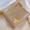 IFYOUOO Fashion Elegant New Phoenix Wing Necklace - Gold Zircon Inlaid Light Luxury Choker for Women’s Special Gift