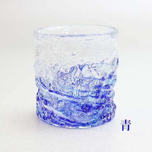 Kubakasa Ryukyu Glass Rock Glass - Okinawa Souvenir - Firefly Coral Glass - Blue - Glow-in-the-Dark