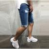 Herrenmode Lässige Gerade Loch Gerade Beflockte Denim Kurze Hose Lässige Slim Fit Alltagskleidung Jogger Mittlere Taille Einfarbige Jeans