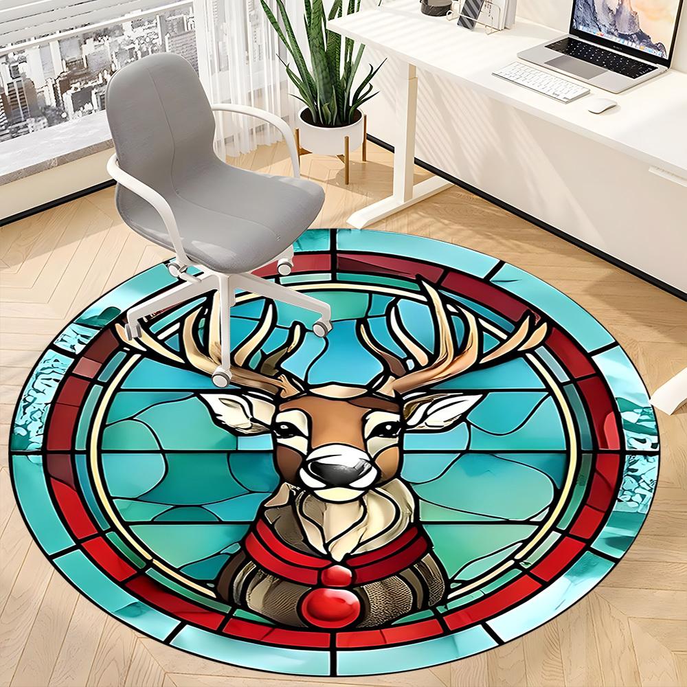 1PC Stained Glass Deer Chair Carpet for Office, Indoor Non-Slip Washable  Carpet, Soft Comfortable Mat For Office Room yy250930095
