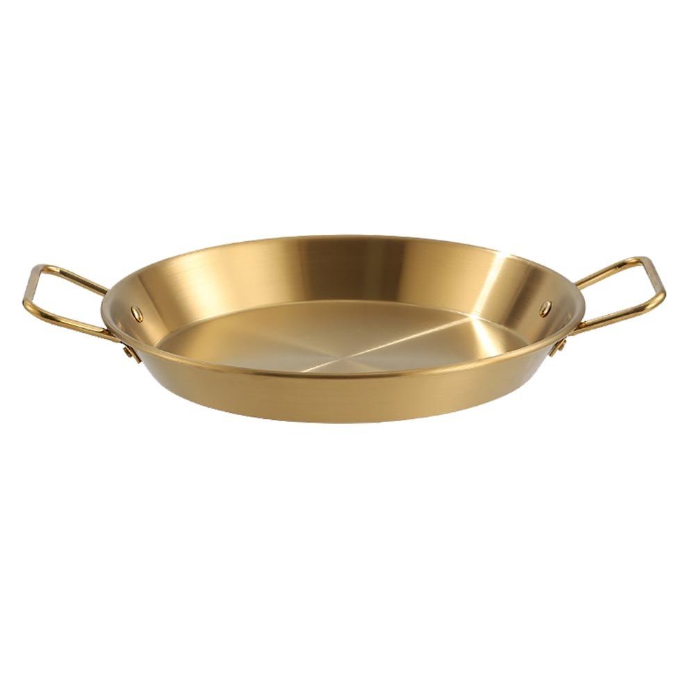 

Stainless Steel Paella Pan Dual Loop Handle Frying Saucepan Flat Bottom Skillet Stovetop Grill
