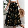 Plus Size - Elegant Floral Print Skirt - Casual A-Line, Non-Stretch Fabric, with Elastic Waistband