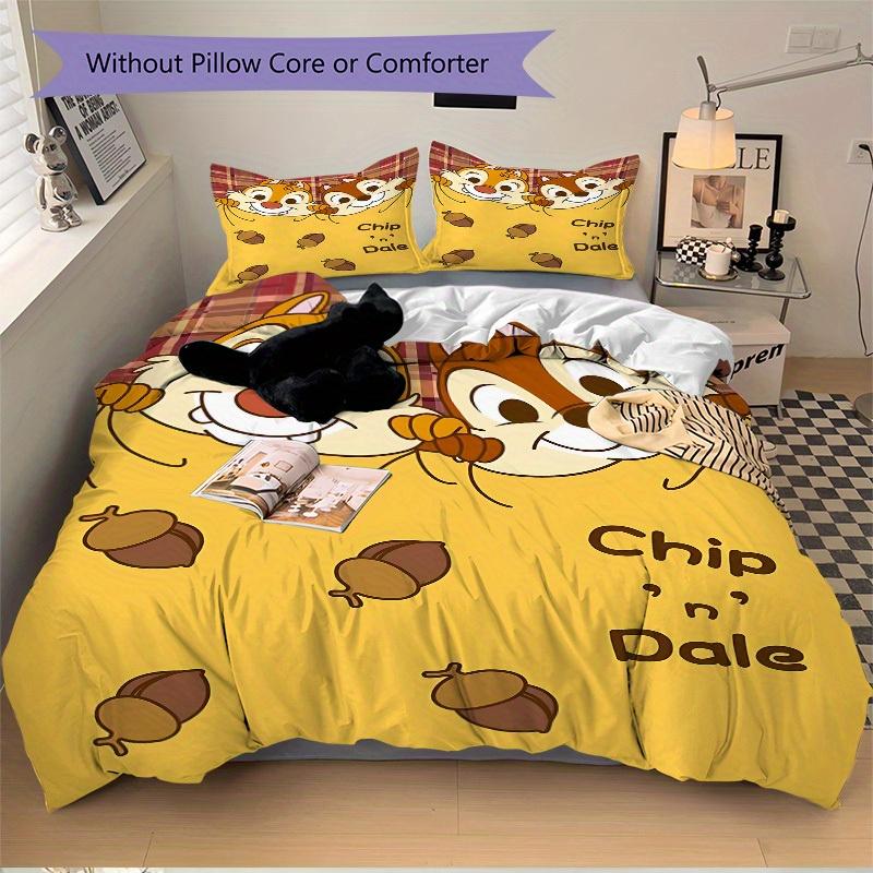3pcs Set Chip & Dale1pc of Quilt Cover+2pcs of Pillowcase, No Core, Print Bedding, All Seasons Bedroom Setting026