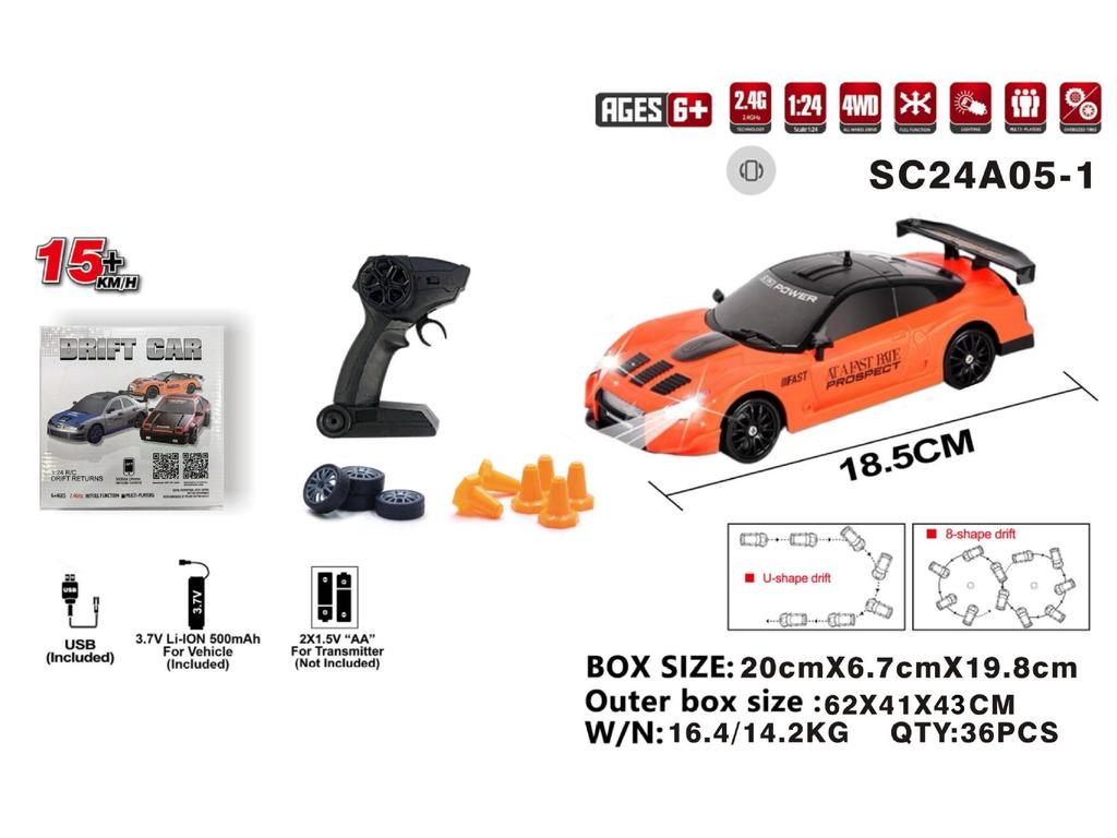 Four-Wheel Drive High-Speed Drift RC Car, Drop-Resistant, 2.4G Remote Controlled, Speed Control Toy.