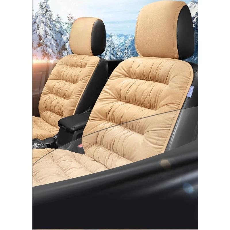 New Car Seat Cushions, Autumn and Winter Universal Plush Anti-slip Seat Cushions, 2 Pieces of Warm Front Seats