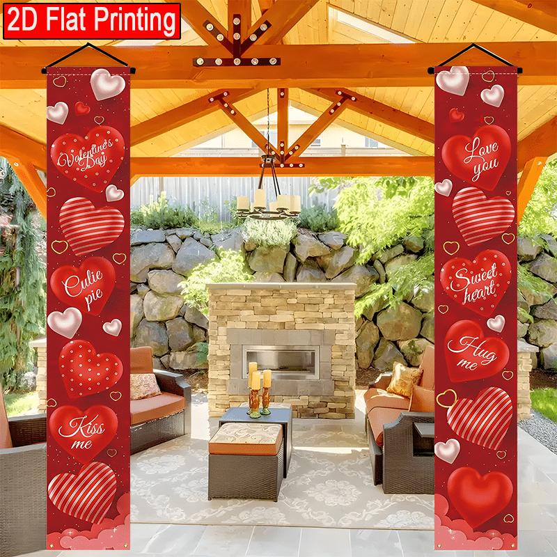 Valentine's Day Couplet Banner Love Heart Floral 1 Pair Indoor Outdoor Decor