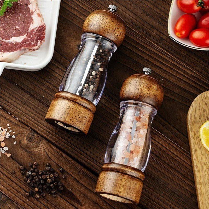 A25F-Adjustable Grinding Spice Mill Set, 1-5Pcs For Kitchen BBQ Use-Salt And Pepper Grinder