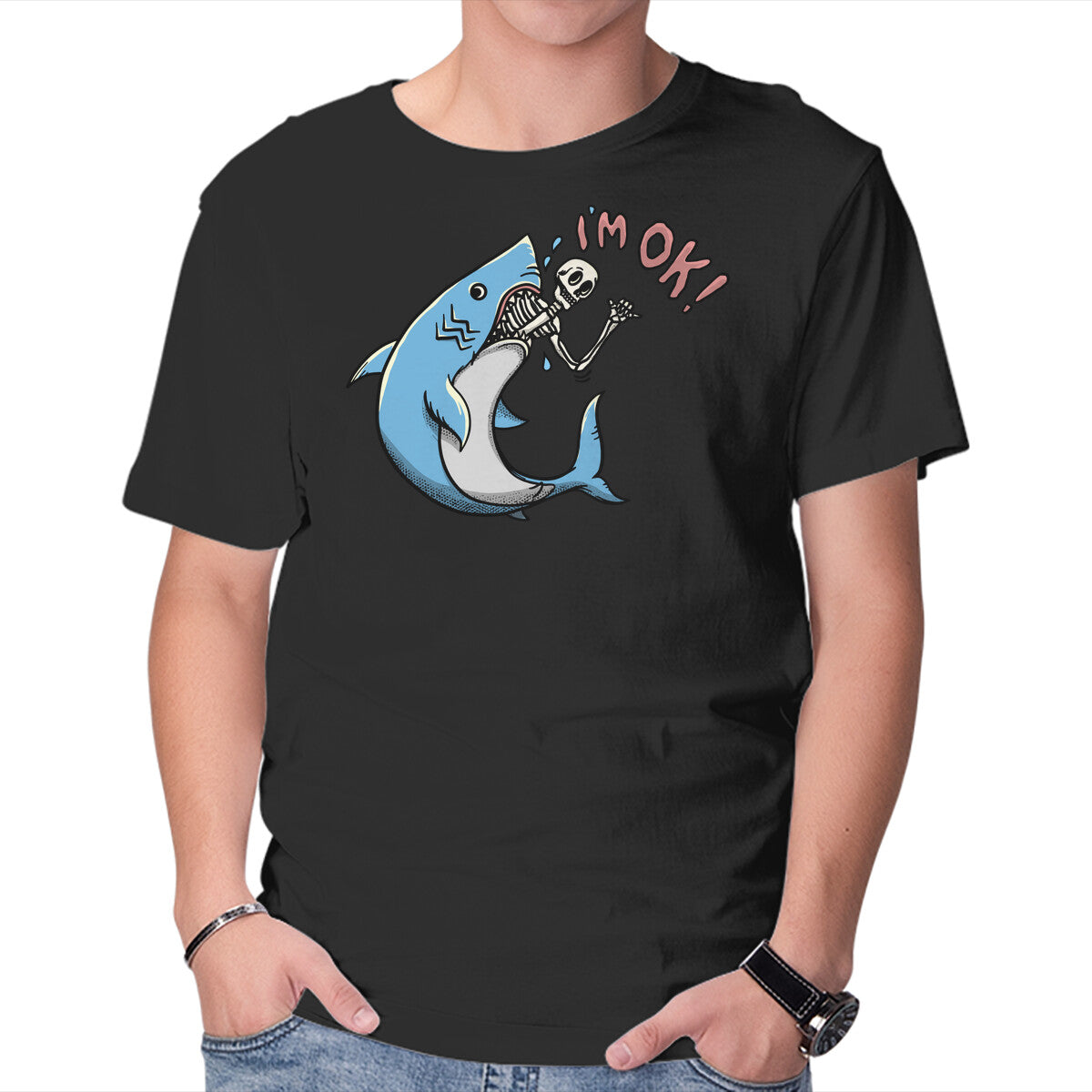 Unisex Crew Neck T-Shirt I Am Okey Graphic Short Sleeve Casual Tee M
