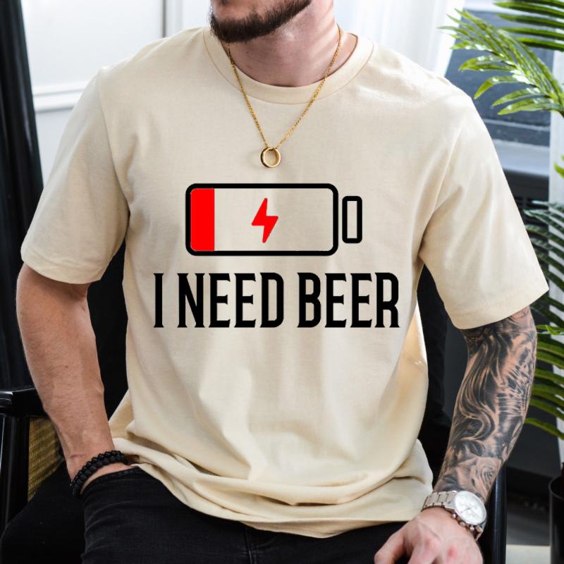 Potřebuji trička s potiskem piva pro muže léto s krátkým rukávem ležérní trička legrační muži grafické topy s kulatým výstřihem
