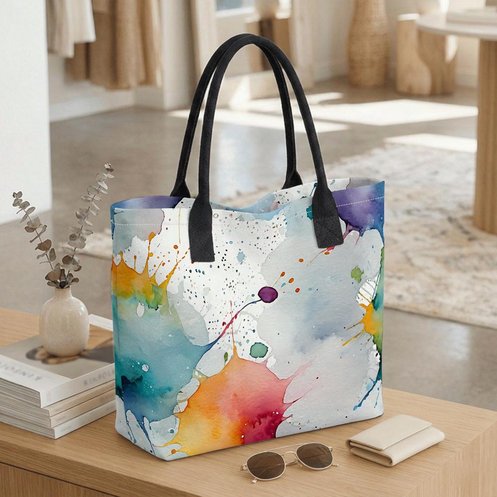 Watercolor Printed Tote Bag Fashion Large Capacity Casual Carryall for Daily Use