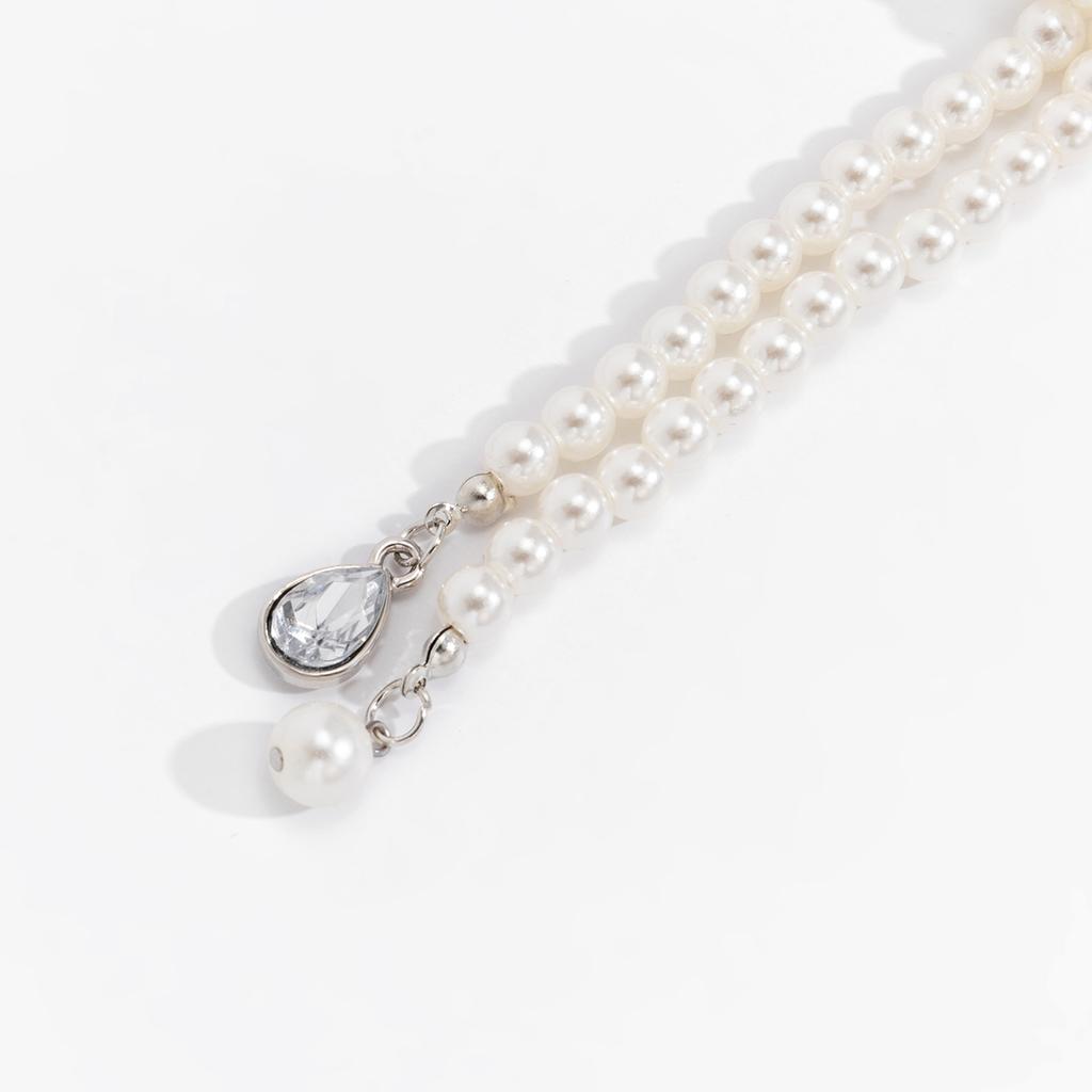 Kette mit Imitation Perlen und Kristallanhänger Halskette für Damen Lange Quasten Halsketten 2026 Modeschmuck Halsaccessoires
