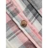[Pink Plaid Shirt] Lightweight Breathable Pink Plaid Shirt | Women's Casual Short Sleeve Summer Top with Collar - Button-Up Blouse