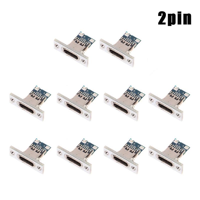 10 stk USB 3.1 Type C Sokkel Festebrakett Type-C USB-kontakt 3.1 Type-C 2-pinners 4-pinners Hunnkontakt Ladeport