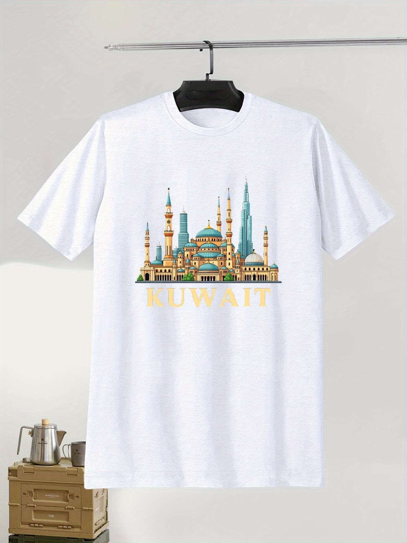 

camisetas Kuwait City Landmark Graphic TShirt Short Sleeve Casual Summer Tee with Iconic Mosque Design White Crew Neck S
