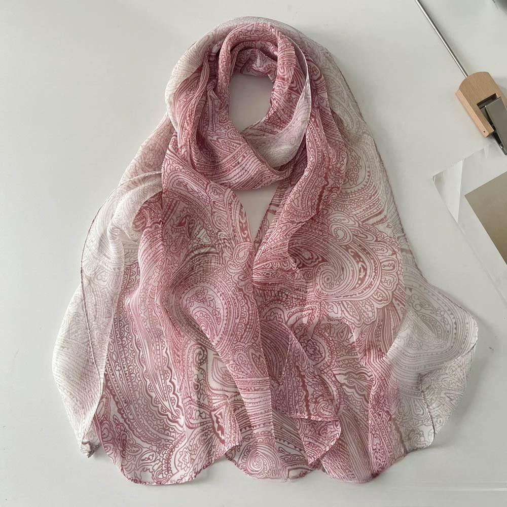 Sunscreen Silk Scarf Seaside Beach Towel Long Ladies Silk Scarf Lotus Pond Moonlight Thin Silk Scarf