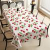 1pc Nordic Cherry-Themed Tablecloth, Durable Polyester Tablecloth, Red And Green Theme, Rectangular Tablecloth for Family Gatherings, Suitable for Cof