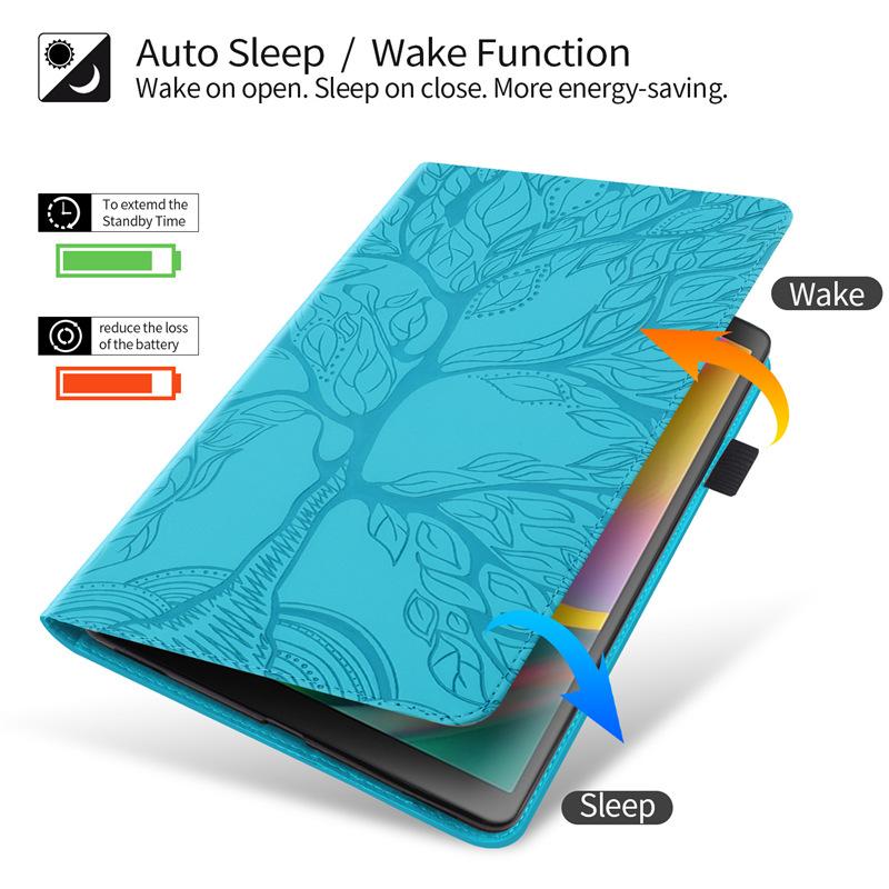 Compatible with Honor 9 / 12.1-Inch Tablet Case with Tree of Life Embossed Pattern, Built-in Stand, Shockproof Slim Folio Cover with Auto Sleep/Wake