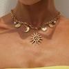 Ingemark 2026 Modisches Vintage Herz Sonne Mond Anhänger Halskette Trendige Kreative Legierungs Ketten Choker Halskette Wed Braut Schmuck