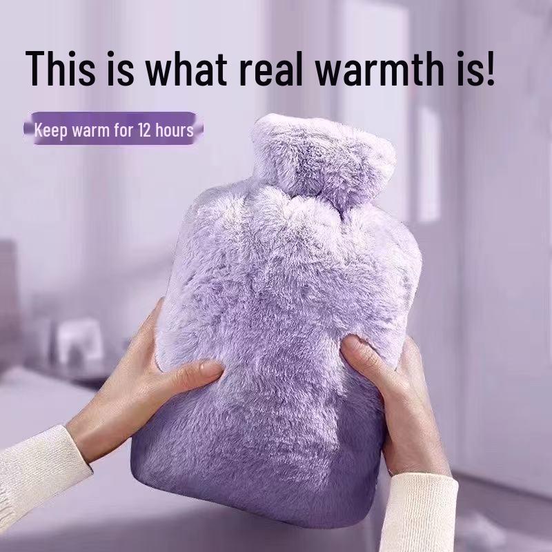Plush Hot Water Bottle - Hand, Foot, and Bed Warmer, Small Size
