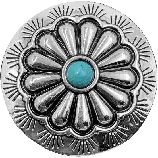 5/10pcs Decorative Leather Craft Western Vintage Turquoise Metal Round Concho Button Screw Back (Green, 10pcs)