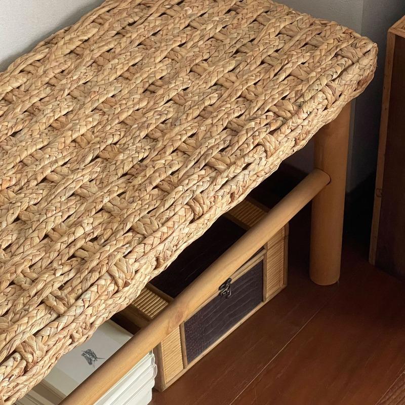 Solid Wood Stools Nordic Living Room Rattan Bench Entrance Hall Square Shoe Change Stool Modern Home Decoration Furniture