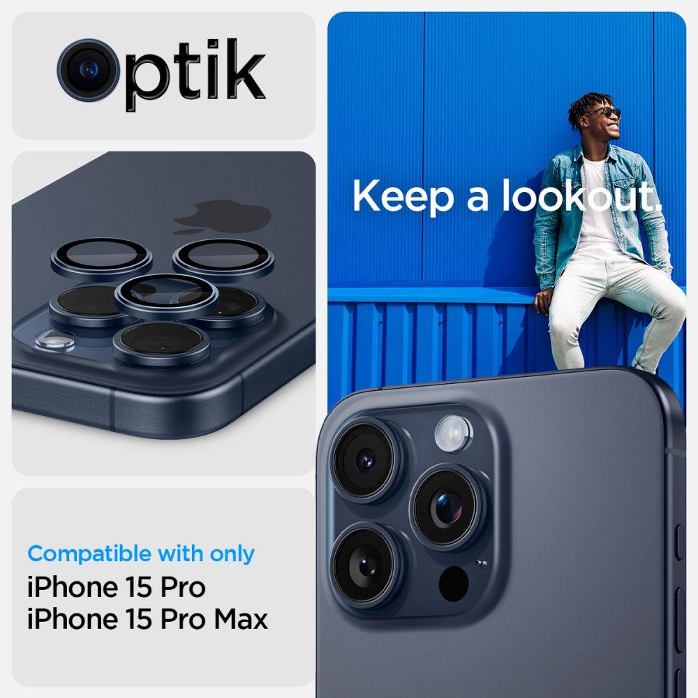 Spigen Optik.tr Ez Fit Camera Protector 2-Pack Iphone 14 Pro / Pro Max / 15 Pro / Pro Max Blue Titanium