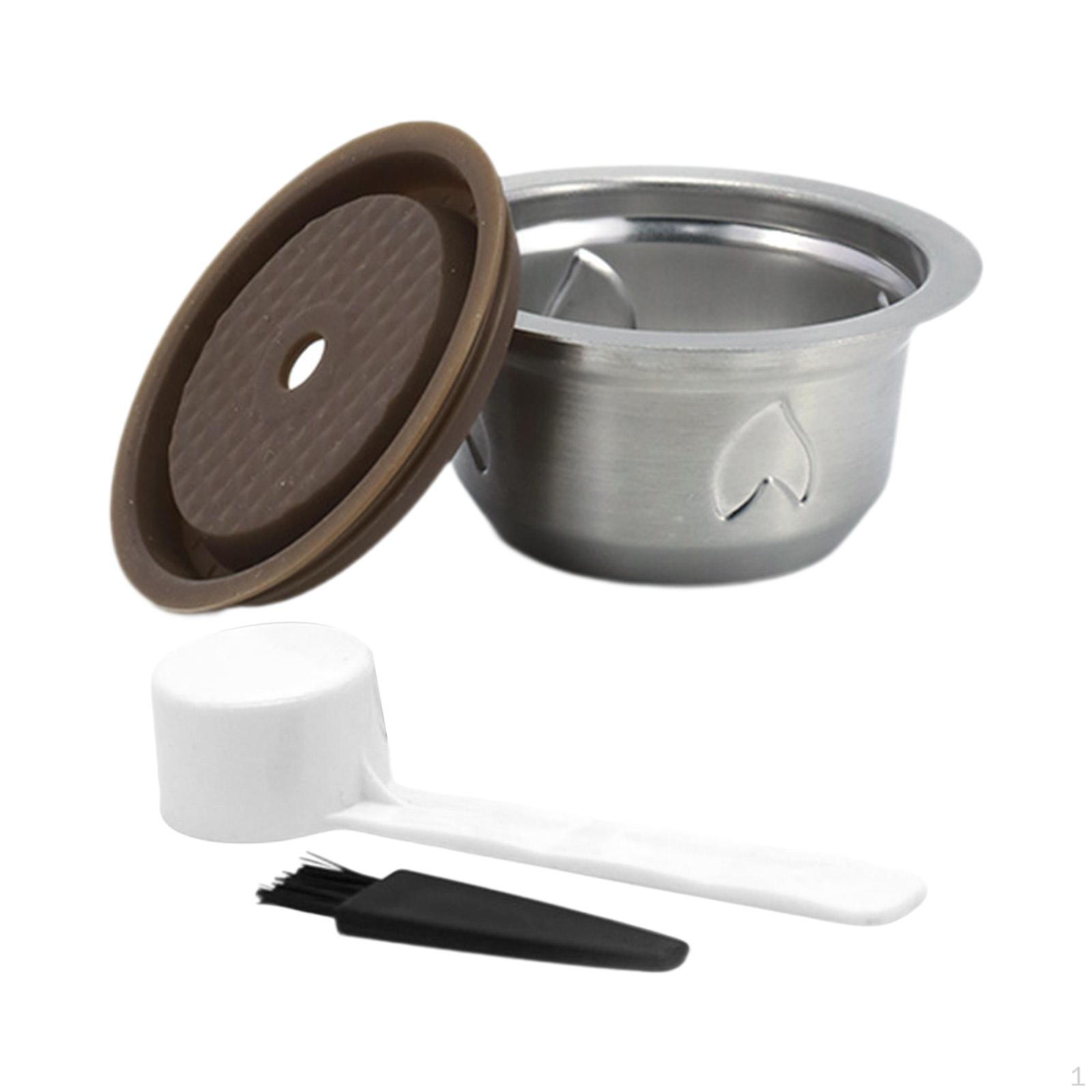 

Coffee Capsule Set Reusable Refillable Cup Stainless Steel Spoon with Lid Easy to Use And 80ml