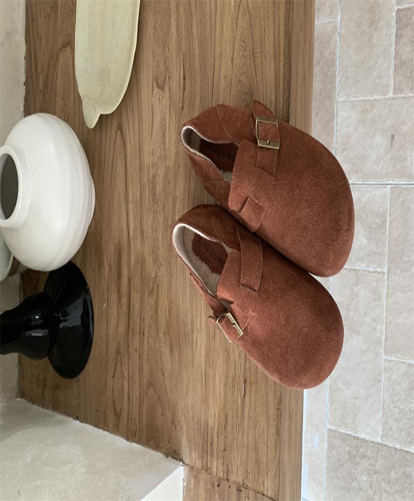 

Женские туфли Birkenstocks на два носка 2025 новая осень однопедальные ленивые одинарные туфли ретро на плоской подошве туфли Birkenstocks Doudou 39 красный