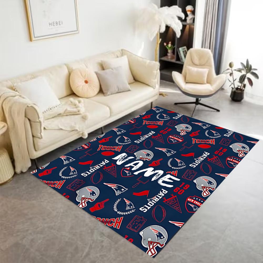Patriots Helmet Customizable Name Floor Rug Office Rug Suitable for Outdoor Kitchen Hallway Foyer Antislip Carpet Anime Office Decor