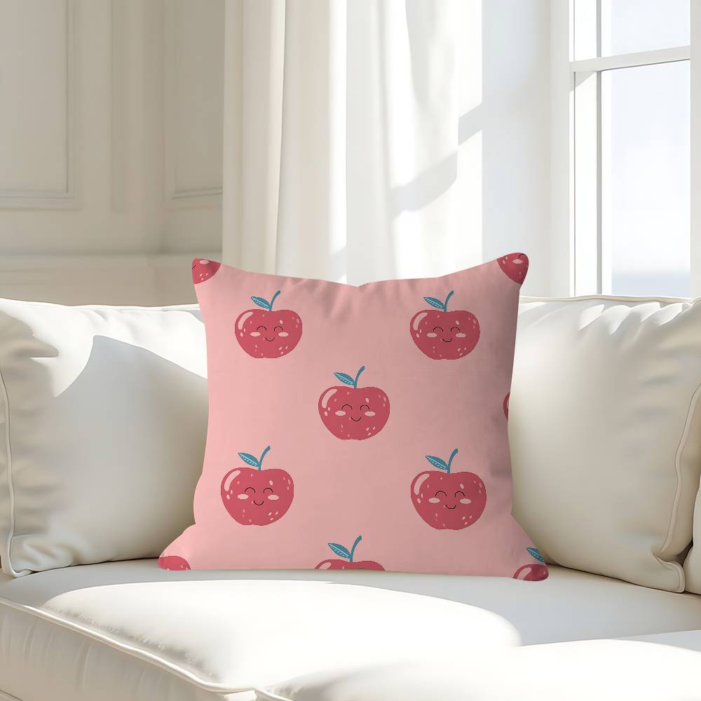 Cartoon Apple Simple Pillow Case Removable Washable Cushion Cover – All-Season Soft Linen