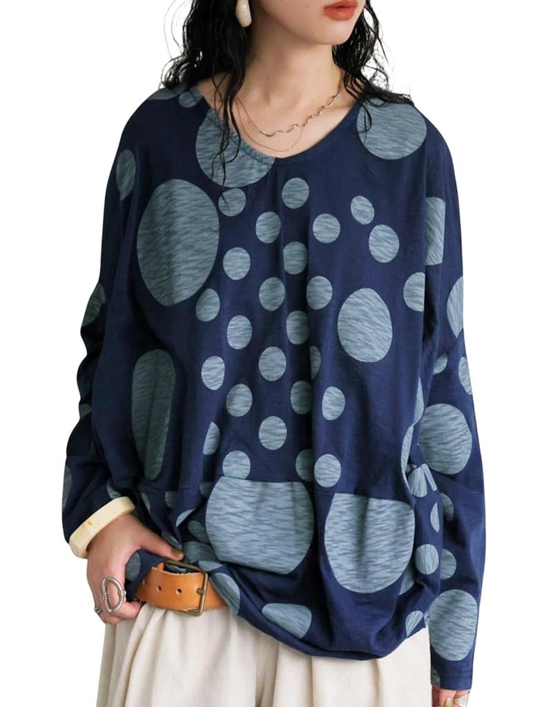 Antiqua Dotted Asymmetrical One Size Blue Women's Top, PA-03780, 32,